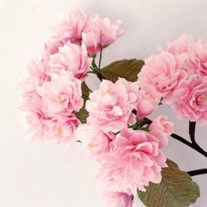 Handmade Crepe paper Kanzan pink Cherry Blossom Sakura Digital Template with video tutorial, cherryblossom template,  Flower Decoration , wedding bouquet
