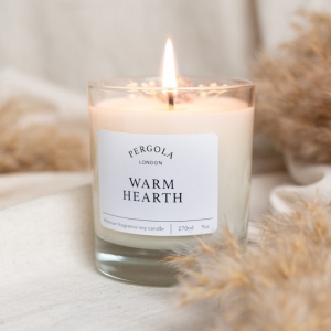 Warm Hearth Scented Soy Candle - Handmade  - Natural  - Vegan with  Dried Flowers