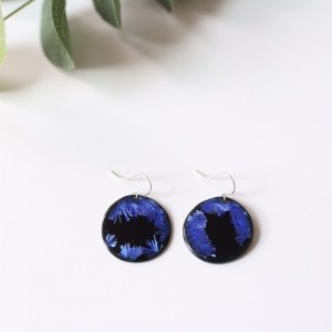 Black porcelain earrings Ice Blue, Erika Albrecht ceramics