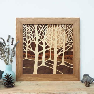 Winter Trees Marquetry Wall Art