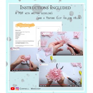 Handmade Crepe paper Chrysanthemum Flower Digital Template with video tutorial, Chrysanthemum template,  Flower Decoration , wedding bouquet