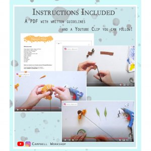 Handmade Crepe paper Helenium Flower with video tutorial - Sneezeweed Digital Template, Helenium template,  Flower Decoration , wedding bouquet
