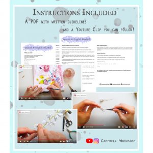 Handmade Crepe paper Spanish & English Native Bluebells Digital Template with video tutorial, bluebell flower template,  Flower Decoration , wedding bouquet