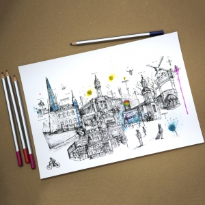 Brixton Vibes Print A4 size (8.27 × 11.69 inches), London Wall Art, brixton Print, Prints, London, Modern Travel, Travel Art, city drawing
