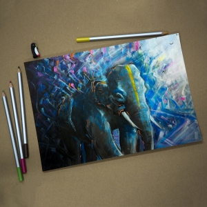 Elephant Art Print, wall art, Animal wall decor, Animal print, vibrant art,Watercolour colourful, wildlife, urban art, Elephant Gift