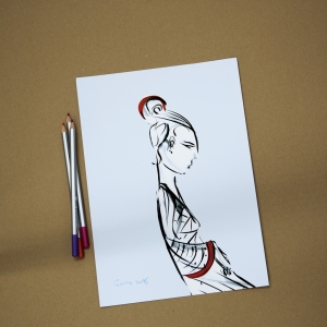 Geisha Print  A4 size ,Art Geisha Poster , Japan art, geisha print, brush painting, brush art, illustration print, Asian Home Decor