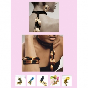 Choker Necklace with Black and Gold Pendant