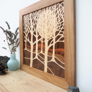 Winter Trees Marquetry Wall Art