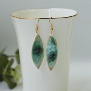 Porcelain earrings Green leaves