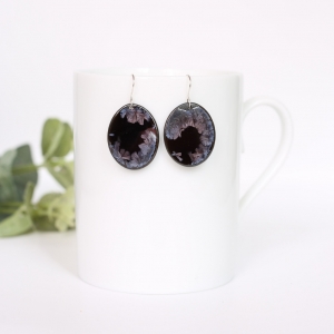 Black porcelain earrings Purple, Erika Albrecht ceramics