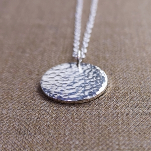 Hammered Tag pendant in silver