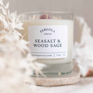 Seasalt and Wood Sage - Scented Soy Candle for Christmas  - Handmade Candle - Natural Candle - Vegan Candle - Dried Flowers